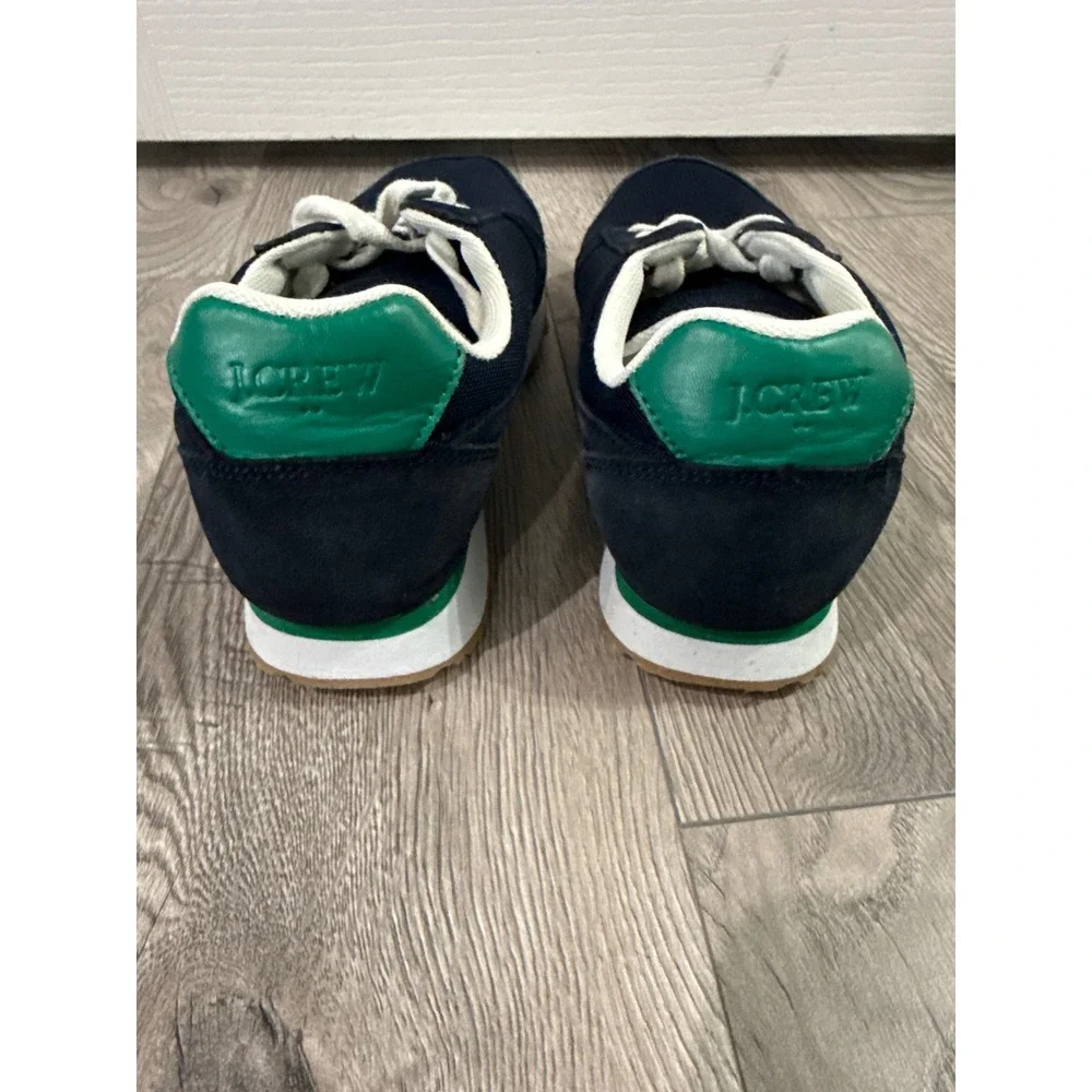 J.Crew Womens Navy‎ Blue Suede Mesh Trainers Sneakers Green Accents 7.5